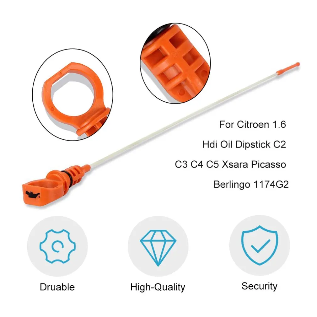 Color:Orange 1.6 HDI Car Oil Dipstick for Citroen C2 C3 C4 C5 Xsara Picasso Berlingo for Peugeot Xsara 1174G2 