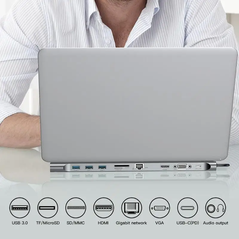 10 в 1 USB TYPE-C концентратор к USB 3,0 HDMI RJ45 TYPE-C адаптер для MacBook Pro