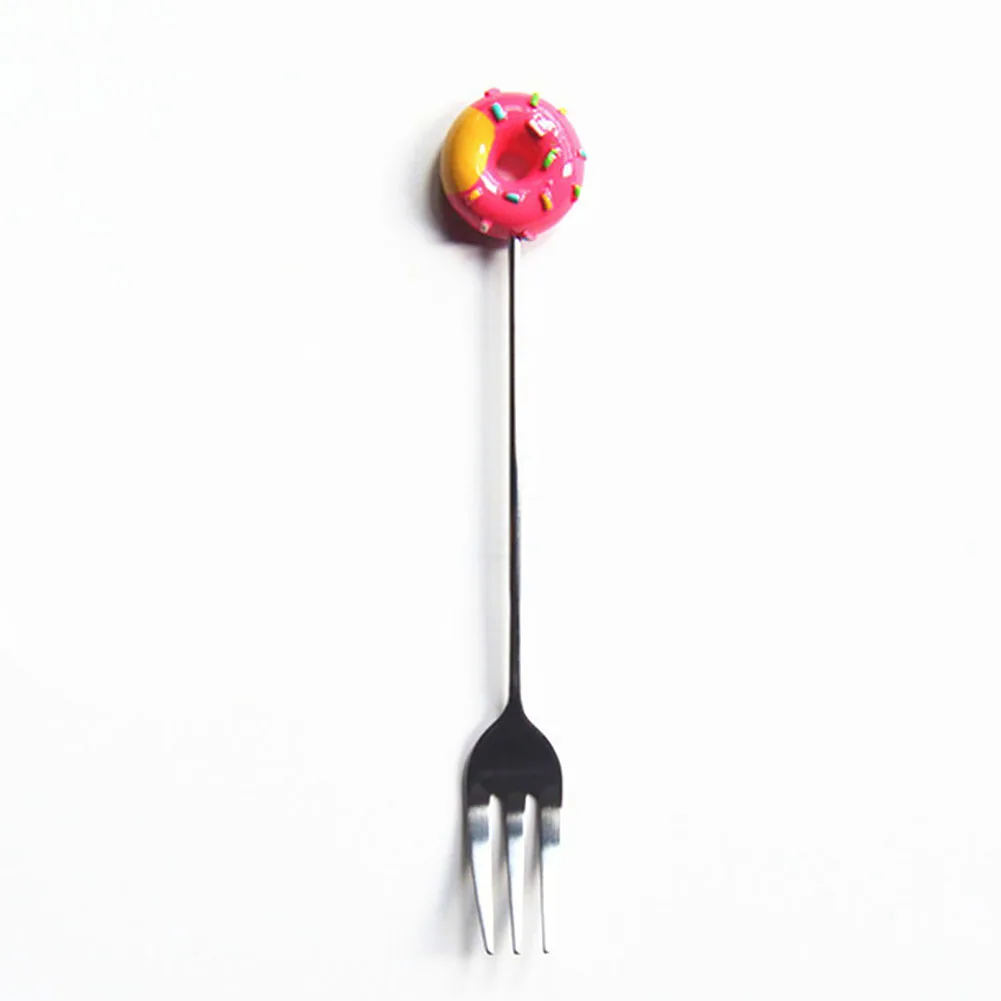Candy Fruit Stainless Steel Fork Easy Clean Colorful Kitchen Cartoon Doughnut Safe Spoon Cute Dessert Ice Cream Tableware