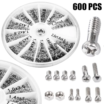 

600pcs/Box 12 Kinds Of Small Screws Nuts M1 M1.2 M1.4 M1.6 Electronics Assortment Kit Hardware Screws Repair Accessories