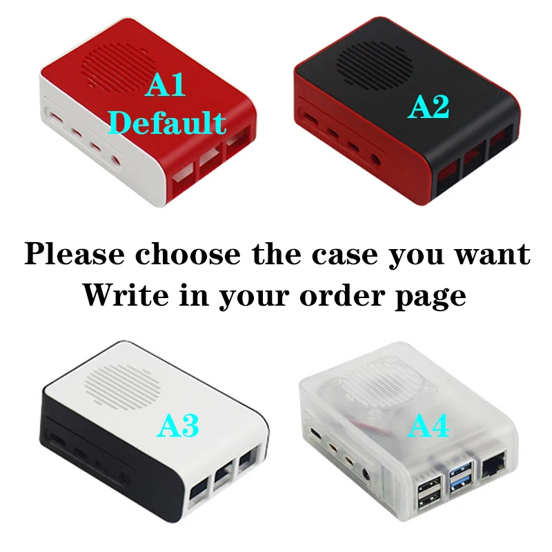  Raspberry Pi 4 2GB 4GB RAM with ABS Case Glare Fan 3A Power Supply Adapter Micro HDMI Cable for Ras