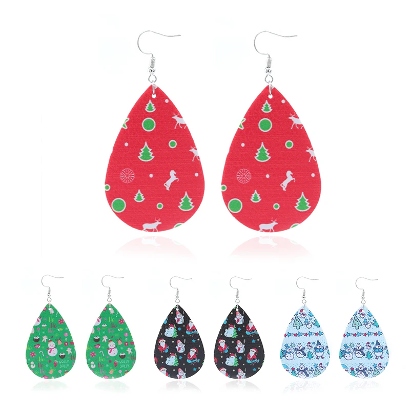 

New Dangle Drop Earrings Enthic Bohemia Christmas Earrings Long Pu Leather Earrings For Women Girl Christmas Gift Wholesale