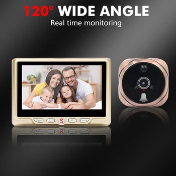 

4.3 Inch LCD Screen Digital Doorbell Door Camera Motion Detect Door Peephole Viewer Clear Night Version Non-removable Battery