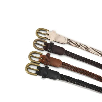 

New Women's Braided Belt Fashion Elegant Luxury Strap Designer Pin Buckle Women Belt Weave Leather Waistband Dress Jeans Belt