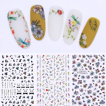 

Nail Stickers Pink Yellow Purple Colorful Mixed Flower Patterns Transfer Decals Paper Nail Art DIY Design Decoration Tools