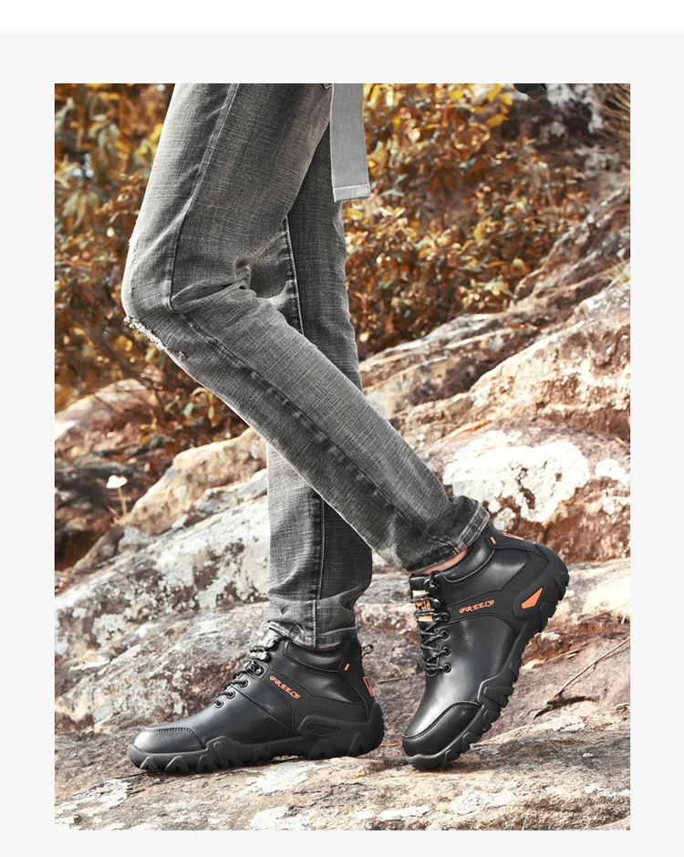 Мужские кожаные ботинки Нескользящая кожаная обувь мужские популярные удобные осенне-зимние мужские ботинки теплые плюшевые зимние ботинки прочные уличные ботинки