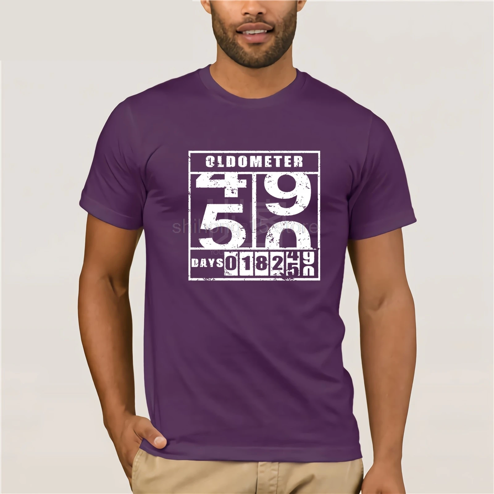 purple Забавная футболка унисекс для 50-летнего дня рождения, 50 лет, 50 лет, с изображением олдометра, семейный подарок, хлопковая футболка, подарок - Цвет: purple