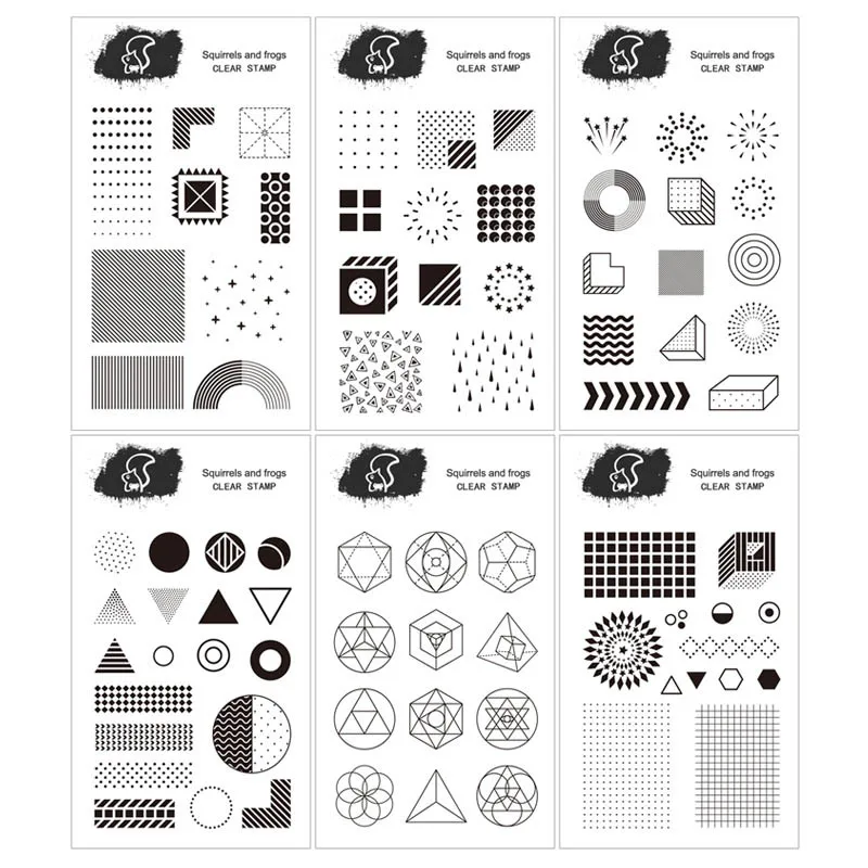 

1Pcs Silicone Transparent Clear 6 Geometric Figure Pattern Stamps DIY Scrapbooking Photo Album Decor Paper Card Crafts Making