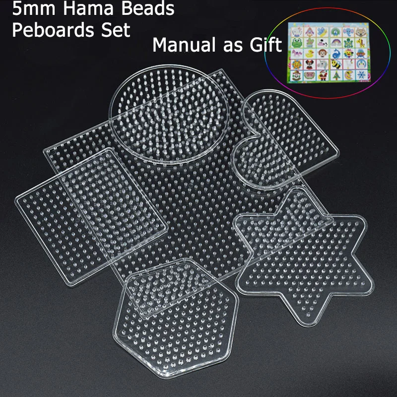 6Pcs 5mm Fuse Beads Boards Clear Plastic Craft Pegboards Kids DIY for Hama Beads 