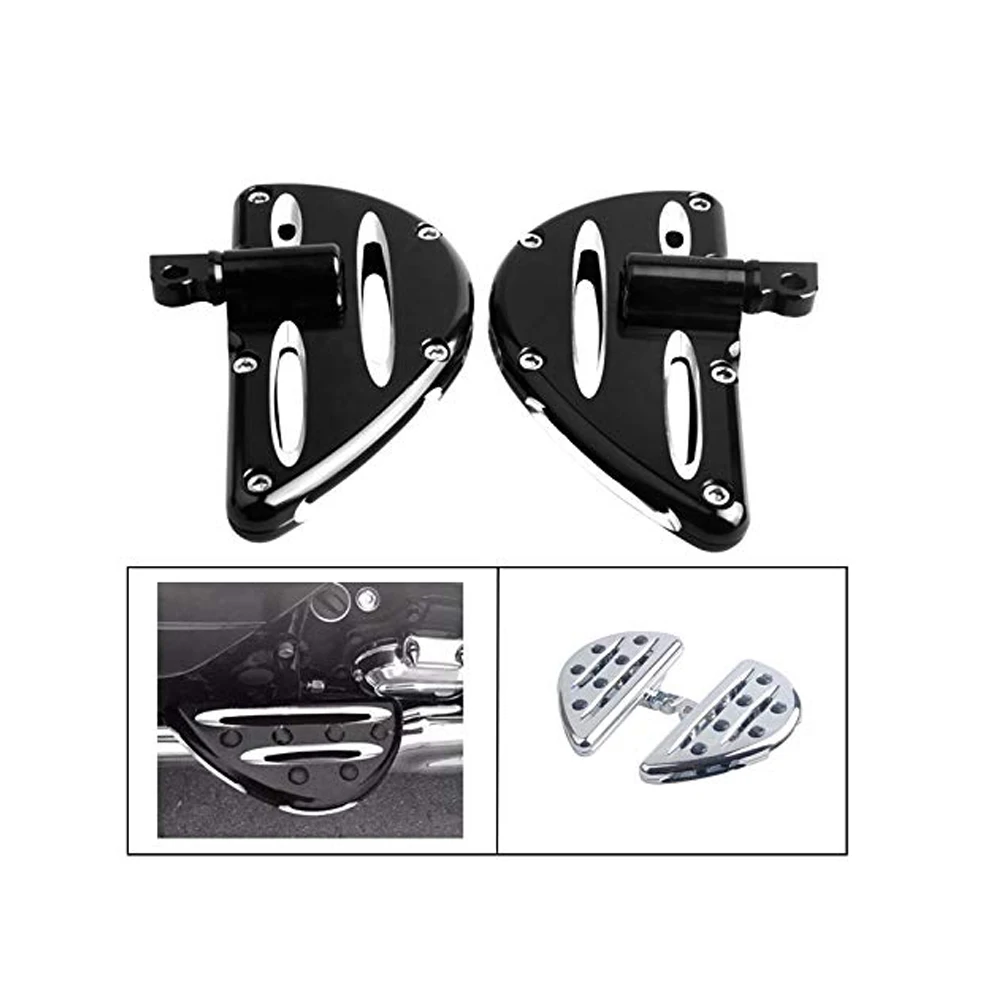 

1 Pair Motorcycle Foot Pegs CNC Cut Front & Rear Foot Pegs Foot Rests Compatibility For Harley (Black Passenger Floorboards)