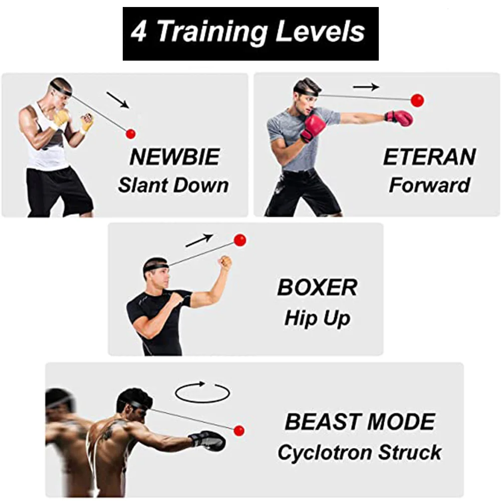 Boxing Reflex Speed Punch Ball Head-mounted PU Rubber Tennis Raising Reaction Hand Eye Training Gym Home Fitness Headband Balls head mounted speed ball boxing speed ball boxing reaction ball