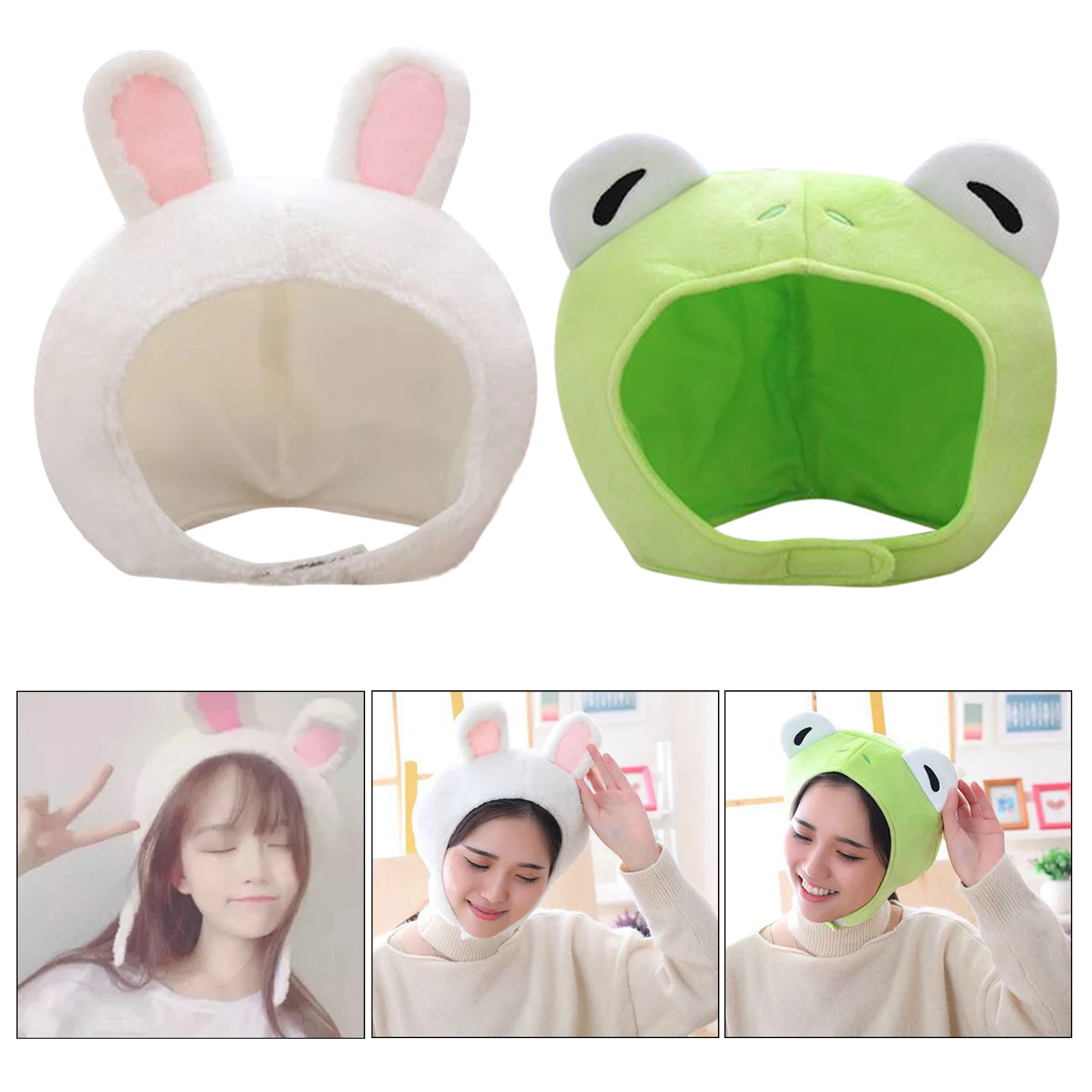 Cute Animal Ears Plush Headbands Frog/Rabbit Headwear for Halloween Costume Cosplay