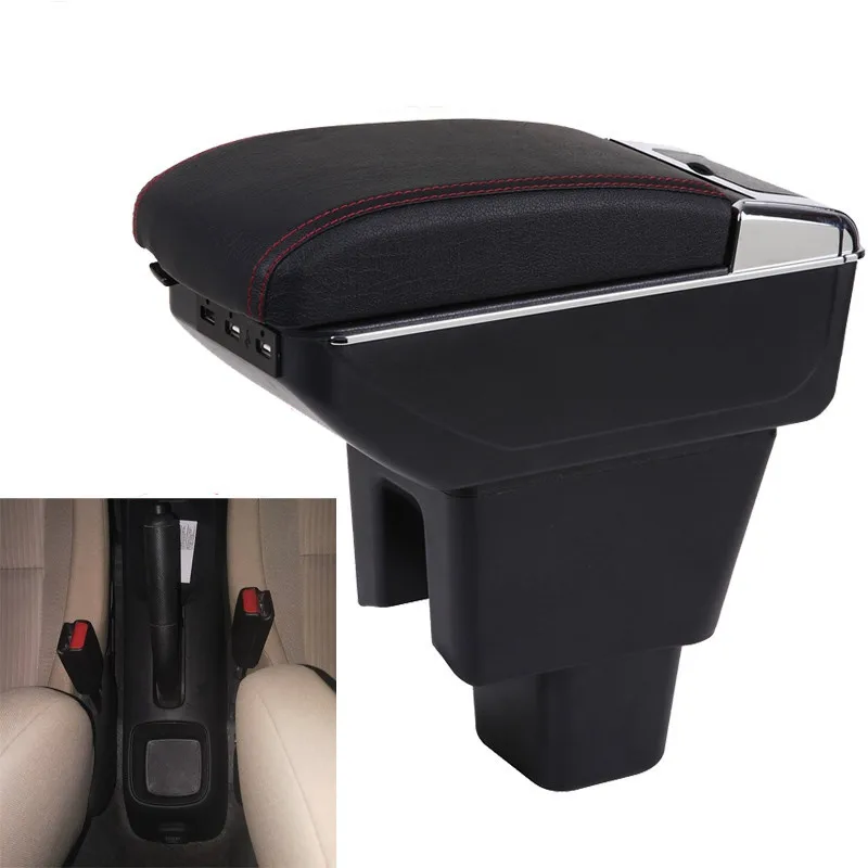 Для Honda Amaze автомобильный подлокотник кожаный usb коробка для хранения