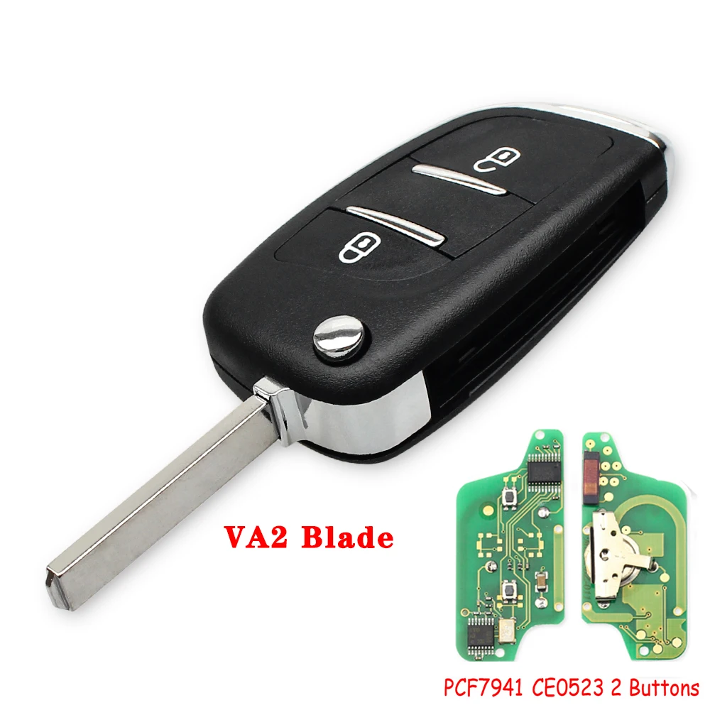 KEYYOU ASK Fob для peugeot 407 307 607 HCA/VA2 Blade 2 кнопки 433 МГц ID46 чип модифицированный флип-пульт дистанционного ключа CE0523 - Цвет: VA2 Blade