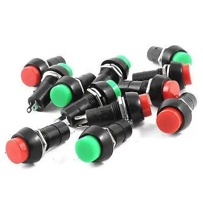 

12 Pcs Red Green Round Head Momentary Push Button Pushbutton Switch 250V 3A
