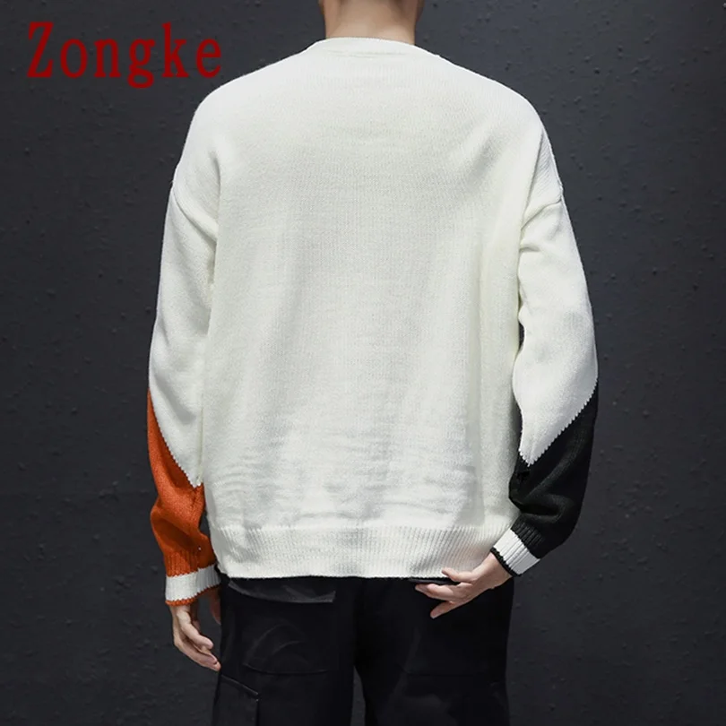 Zongke, новинка, Осень-зима, Повседневный свитер для мужчин, хлопок, облегающий, ВЯЗАННЫЙ ПУЛОВЕР для мужчин, модный бренд, мужские свитера, теплый M-3XL