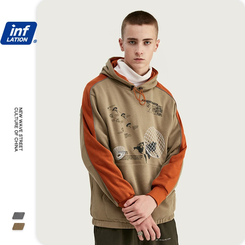 INFLATION 2020 Color Block Men Hoodies Hip Hop Men Winter Warm Hoodies Cotton Hoodies With Drawstring Pullovers 9633W INFLATION 2020 Color Block Men Hoodies Hip Hop Men Winter Warm Hoodies Cotton Hoodies With Drawstring Pullovers 9633W