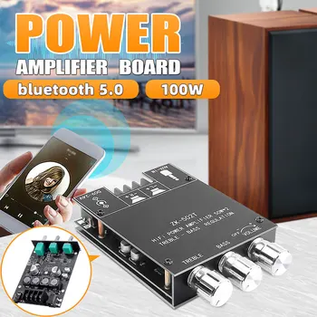 

ZK-502T TPA3116D2 Bluetooth 5.0 Subwoofer Amplifier Board 2.0 Channel High Power Audio Stereo Amplifier Board 2*50W Bass AMP