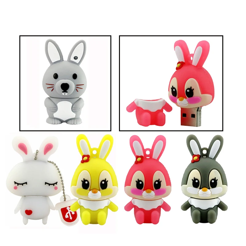 Прекрасный кролик USB флешка 8 ГБ 16 ГБ 32 ГБ USB флэш-памяти флэш-накопитель для девочек USB накопитель USB Stick фальш диска