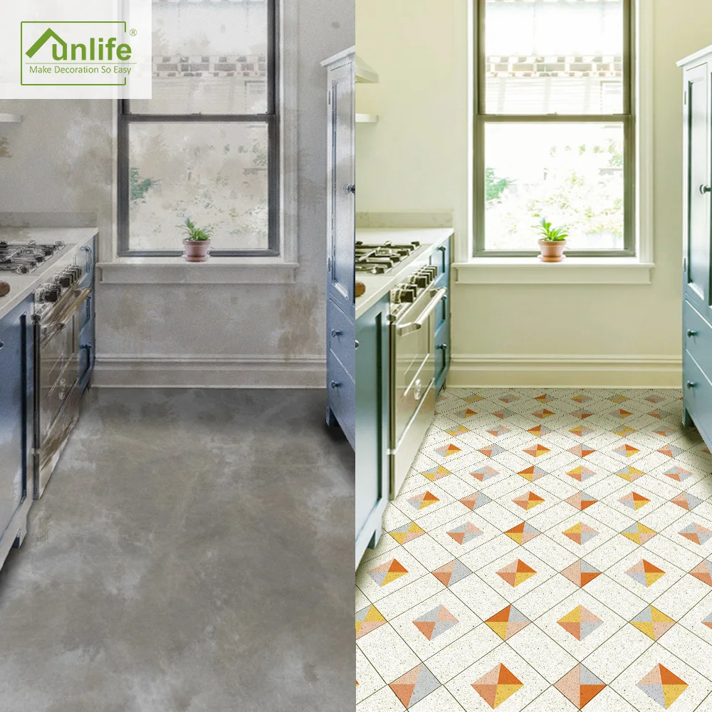 Environmental Protection PVC Refurbished Floor Sticking Waterproof American Rural Self-adhesive Geometric Terrazzo Thickening
