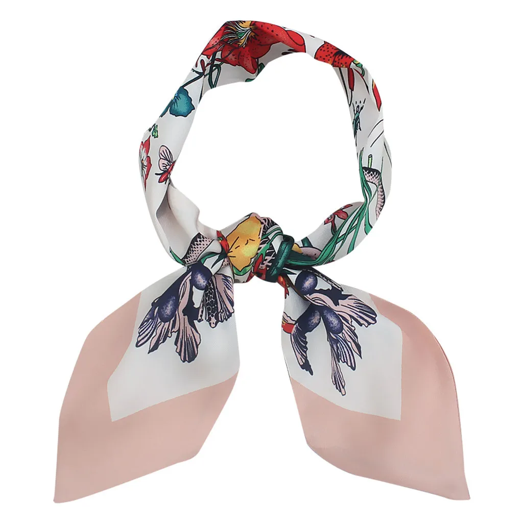 Luxury Scarf Women Scarves Designer Fashion Ladies Hand Made Bag Hat Headband Tied Handle Small Ribbon Silk Scarf Foulard Femme