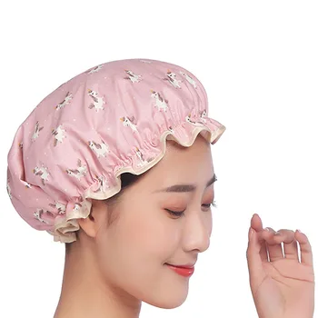 

Shower Hair Cap Polyester Cotton 27cm Water-Proof For Adult Man Girls Bathroom Cartoon Printed Shower Cap