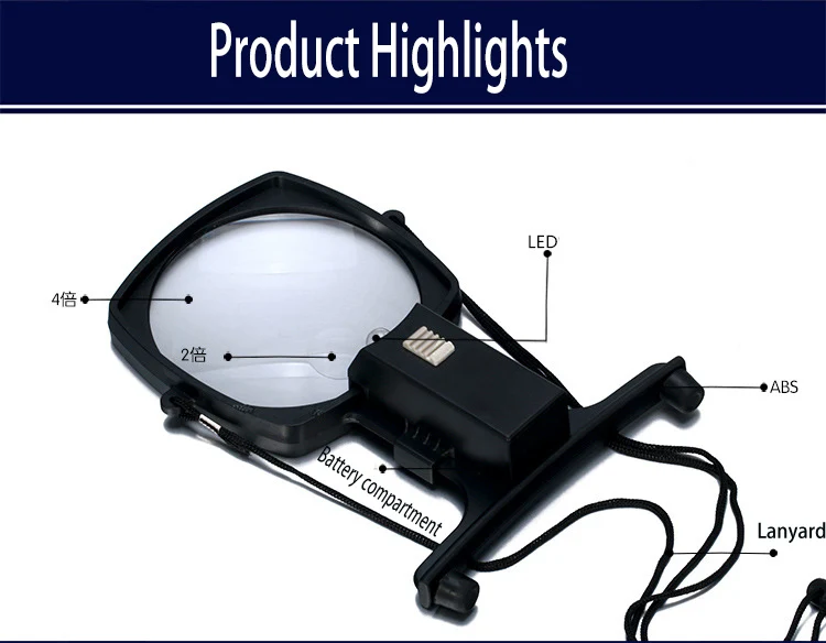 Chest-mounted Embroidered Magnifying Glass Reading With Light Yiwu | Инструменты