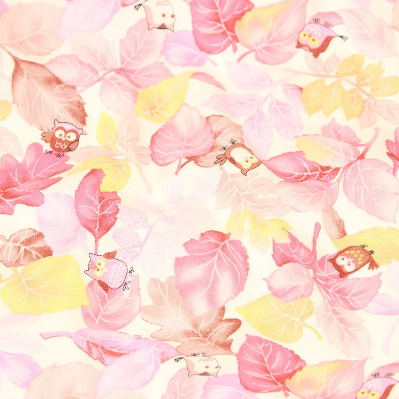 Полуярдовая простая хлопковая ткань с рисунком Совы дерева листьев, ручная работа «сделай сам» Лоскутная работа одежды платье ткань CR-90