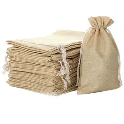 5,9 дюймов X 8 дюймов натуральное полотно, мешковина сумки с джутовый шнур для подарочных сумок Свадебные сувениры Ювелирные изделия мешок