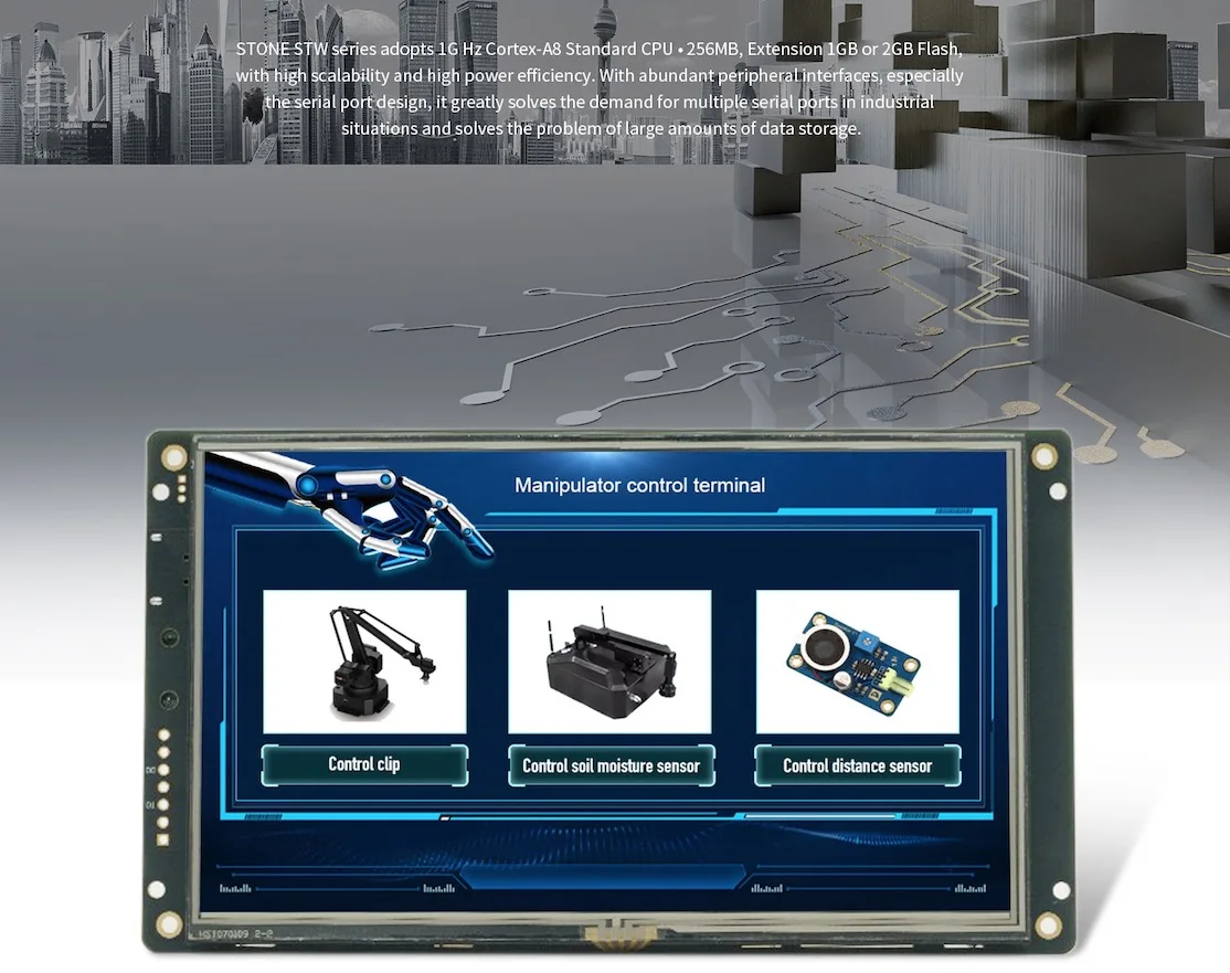7 Inch HMI NEW Serial LCD Display Module with Program + Touch Screen for Equipment Control Panel STWA070WT-01