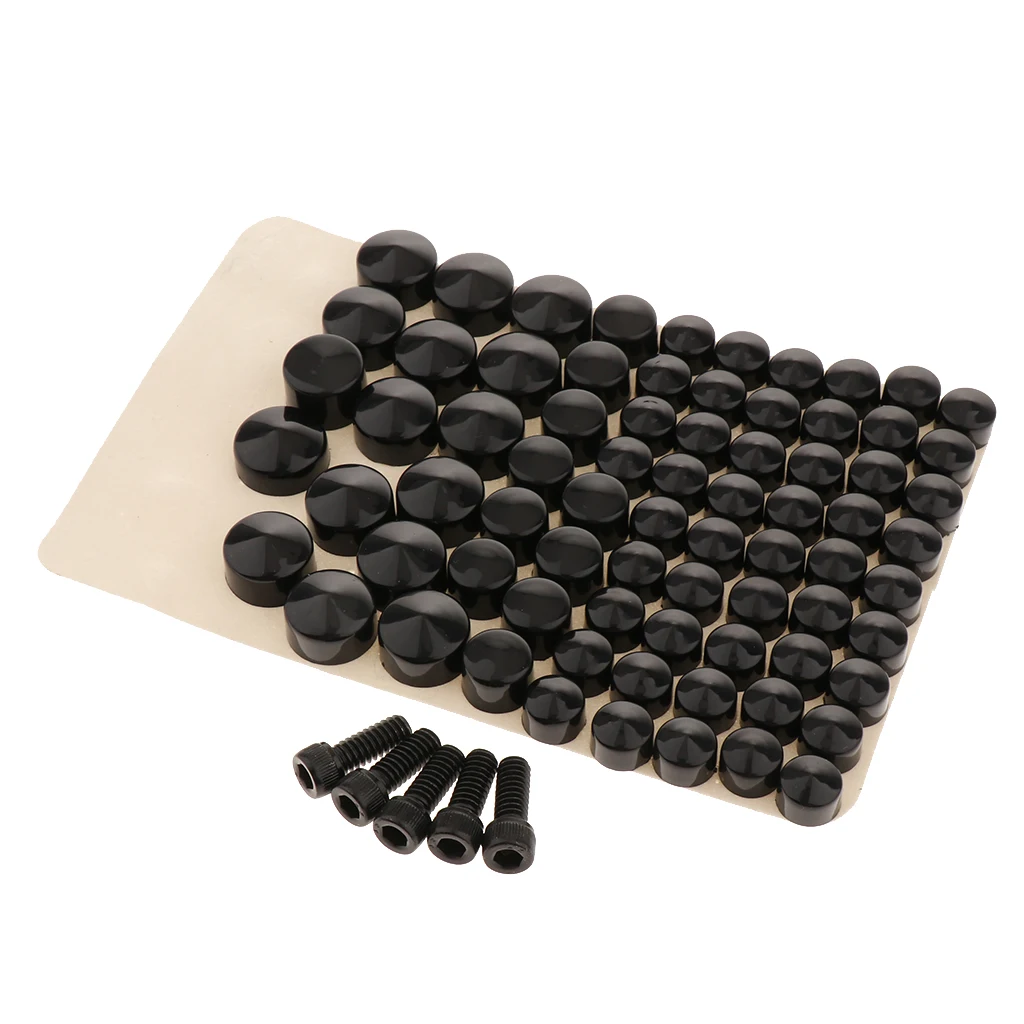 80pcs CNC Aluminum Push-On Toppe Bolt Cap Cover for Harley FLT/FLH Motorcycle (Black)