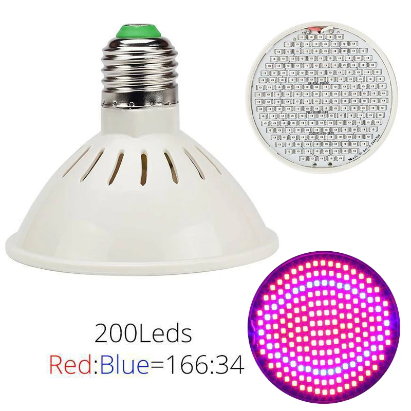 E27 60/200/290LED, полный спектр, светильник для выращивания растений, лампа для выращивания, лампа для комнатных цветов, гидро-светильник, лампа для растений, гидропонная - Испускаемый цвет: 200 LED