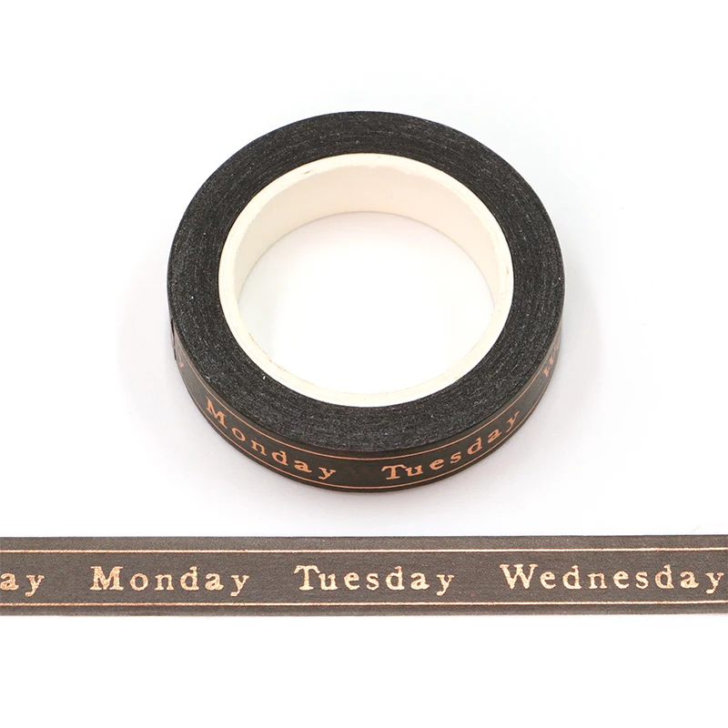 

Новинка 1 шт. 10 мм x 10 м Золотая фольга зеленый фон Дата Неделя васи лента для скрапбукинга бумажная Маскировочная клейкая лента