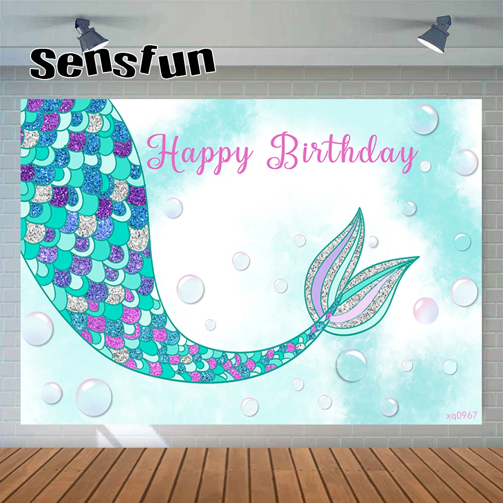 Sensfun красивый фиолетовый мята Русалка фоновые украшения для вечеринок девочек