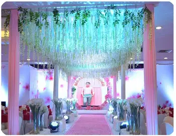 

105CM Artificial Wisteria Flower New Long Type Silk Flower Vine Fake Plant Wedding Window DIY Decoration for Home Hotel Shop Dec