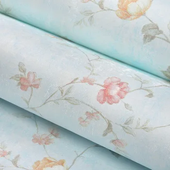 

American Rustic Floral Stripe Wallpaper Pink Flower Non-woven Embossed Wallpaper Girls Living Room Decor Textured Contact Paper