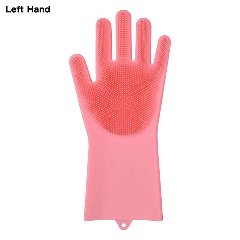 1 шт. волшебные перчатки для мытья посуды, силиконовые перчатки, домашняя посуда, кухонные резиновые перчатки, щетки, губка для мытья - Цвет: JSC3003PKLeft
