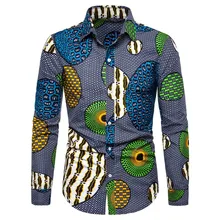 Мужские рубашки модные повседневные Hyperbole 3D печать тонкий длинный рукав блузка рубашка в Ретро этническом стиле Прямая July18