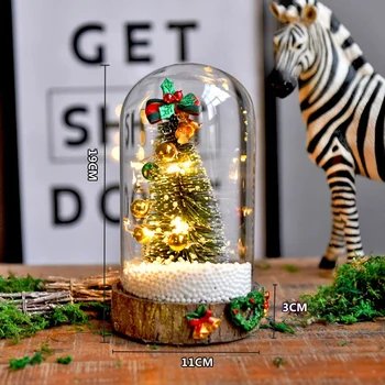 

Christmas Tree Light Up Glass Decorations Xmas Festive Indoor LED Night Light Home Ornament Accessories