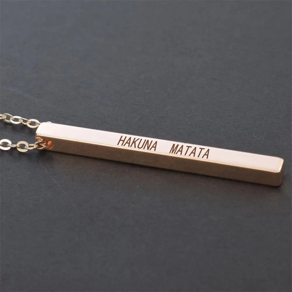 Rose Gold 3 Ожерелье с буквами цитаты Акуна Матата доволен как птица с надписью «Don't Worry Be Happy квадратной формы с вертикальными полосами кулон Цепочки и ожерелья для друзей подарок - Окраска металла: Rose Gold 3