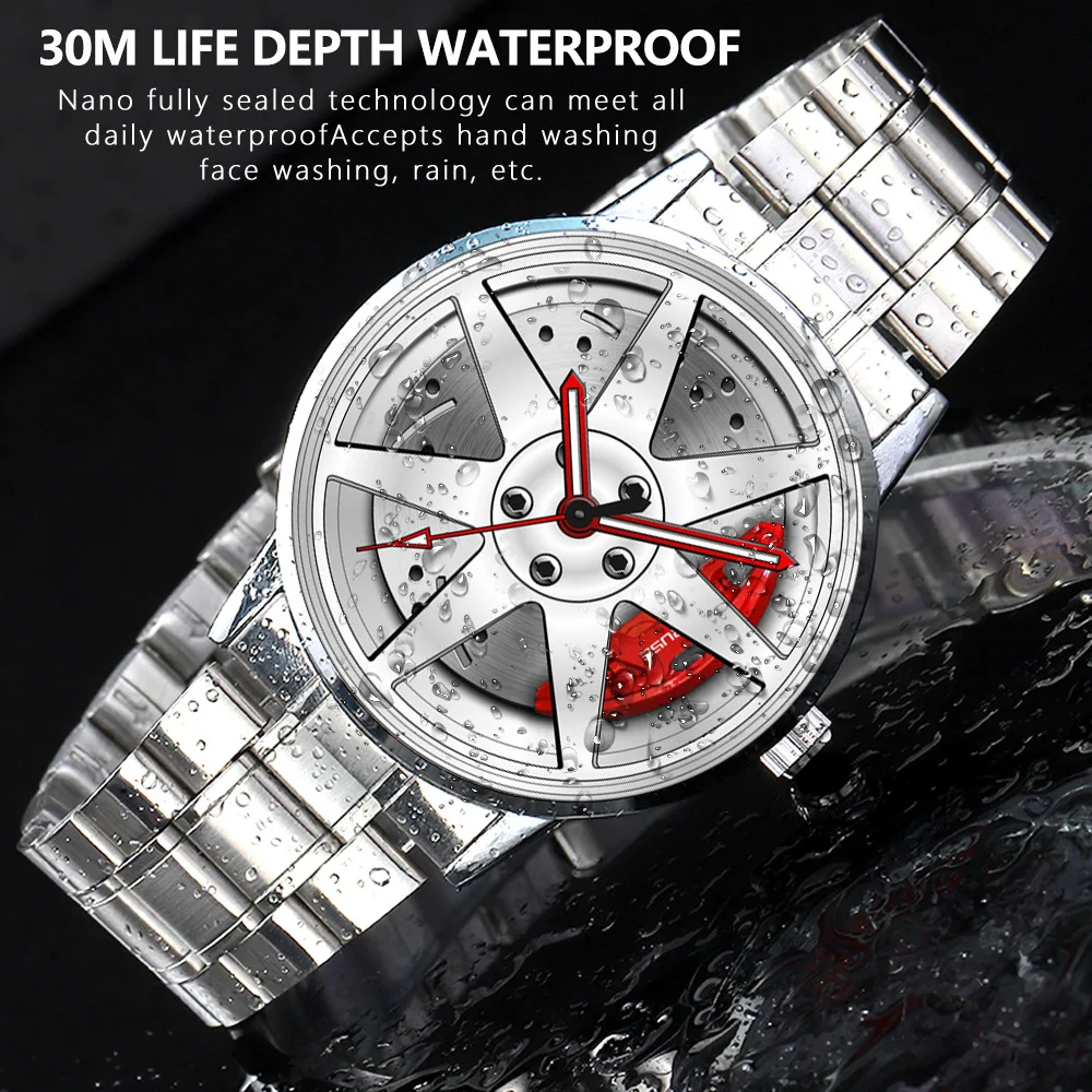 Casual Sports Luminous Quartz Men Clock Waterproof Luxury Business Wristwatch Men's Stereo Design Car Wheel Dial Watches | Наручные