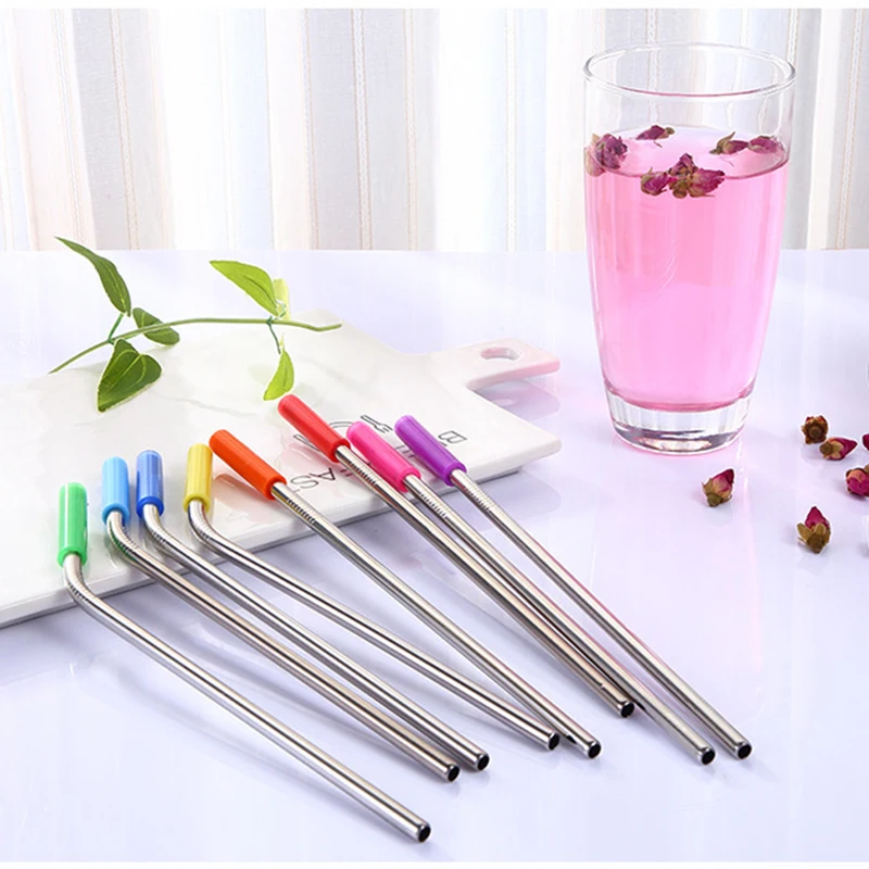 Силиконовые наконечники для нержавеющей стали прочные и многоразовые соломенные аксессуары для барной посуды
