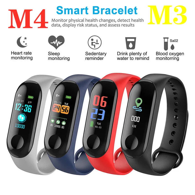 Умный Браслет M4 M3 с Bluetooth пульсометром пультом дистанционного управления камерой