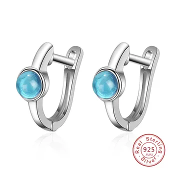 

Fashion 925 Sterling Silver Classic Round Silver Stud Earrings Authentic Clear Sapphire Earrings for Women Fashion Jewelry
