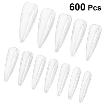 

600pcs Transparent Artificial Nail Tips Seamless Nail Patches Nail Decals Manicure Tools For DIY Design Style And Pattern