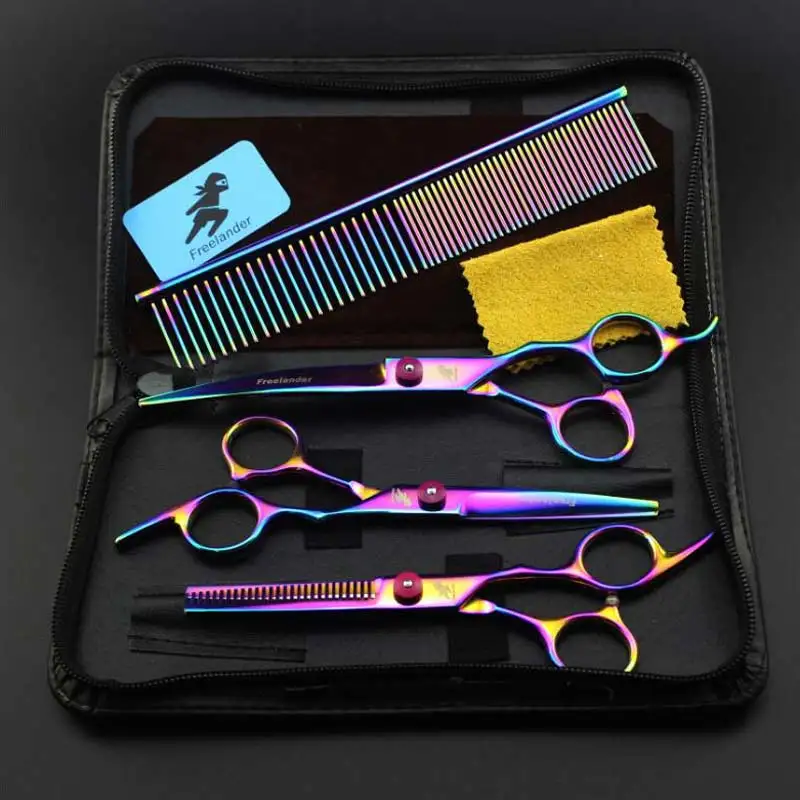 6 inch color purple 4 suit pet scissors hair thinning pet grooming scissors