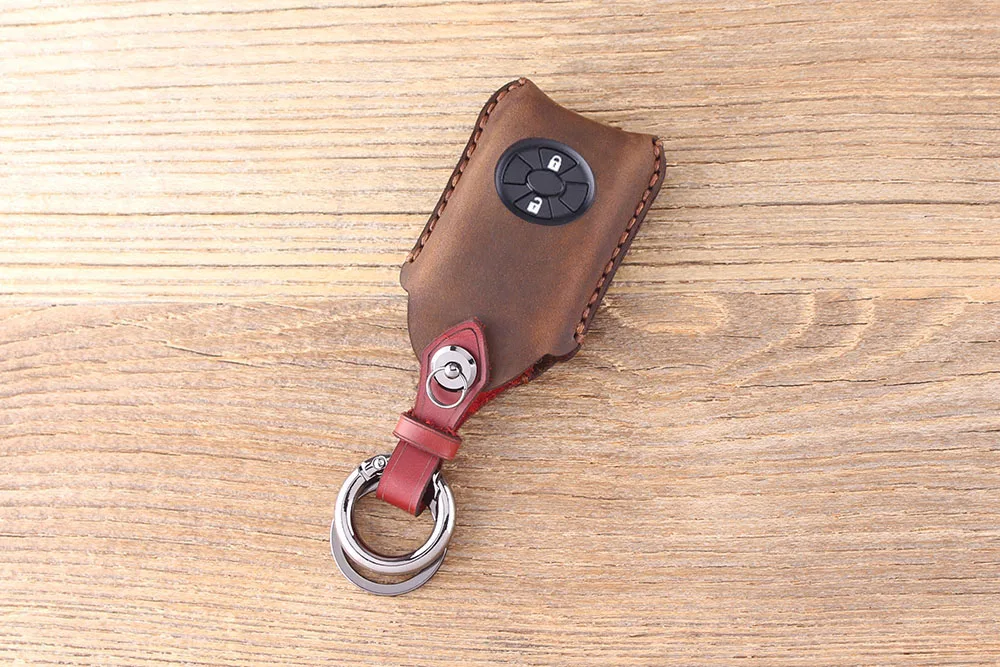 KEYYOU 2 кнопки кожаный чехол для ключей для Toyota RAV4 Vitz COROLLA VIOS Auris Urban Cruiser Vitz Ractis крышка смарт-ключа - Количество кнопок: 2 Кнопки