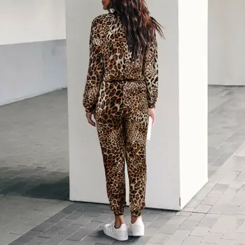 

Women's 2 Piece Sweatsuit Outfits Leopard Pullover Jogger Pants Sweatpants Sportswear Tracksuit Sets