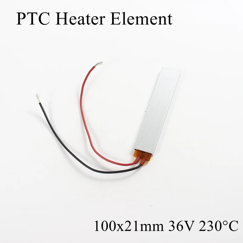 

1pc 100x21mm 36V 230 Degree Celsius Aluminum PTC Heater Element Constant Thermostat Thermistor Air Heating Sensor With Shell
