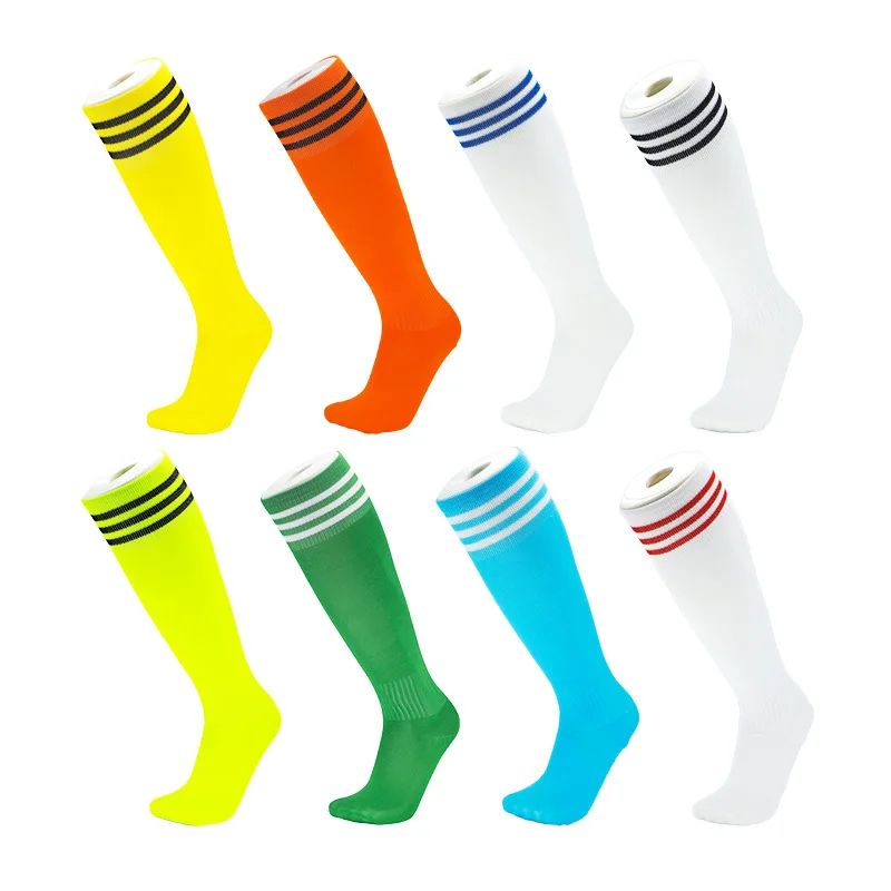 Thin Soccer Socks Plain Pin Spring Summer Polyester Cotton Adult Long Canister Over knee Three